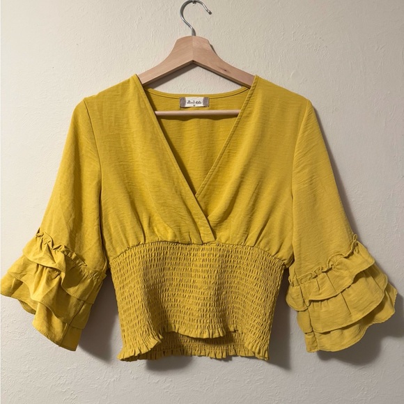 Altar'd State Tops - altar’d state mustard yellow ruffle sleeve blouse Size Medium